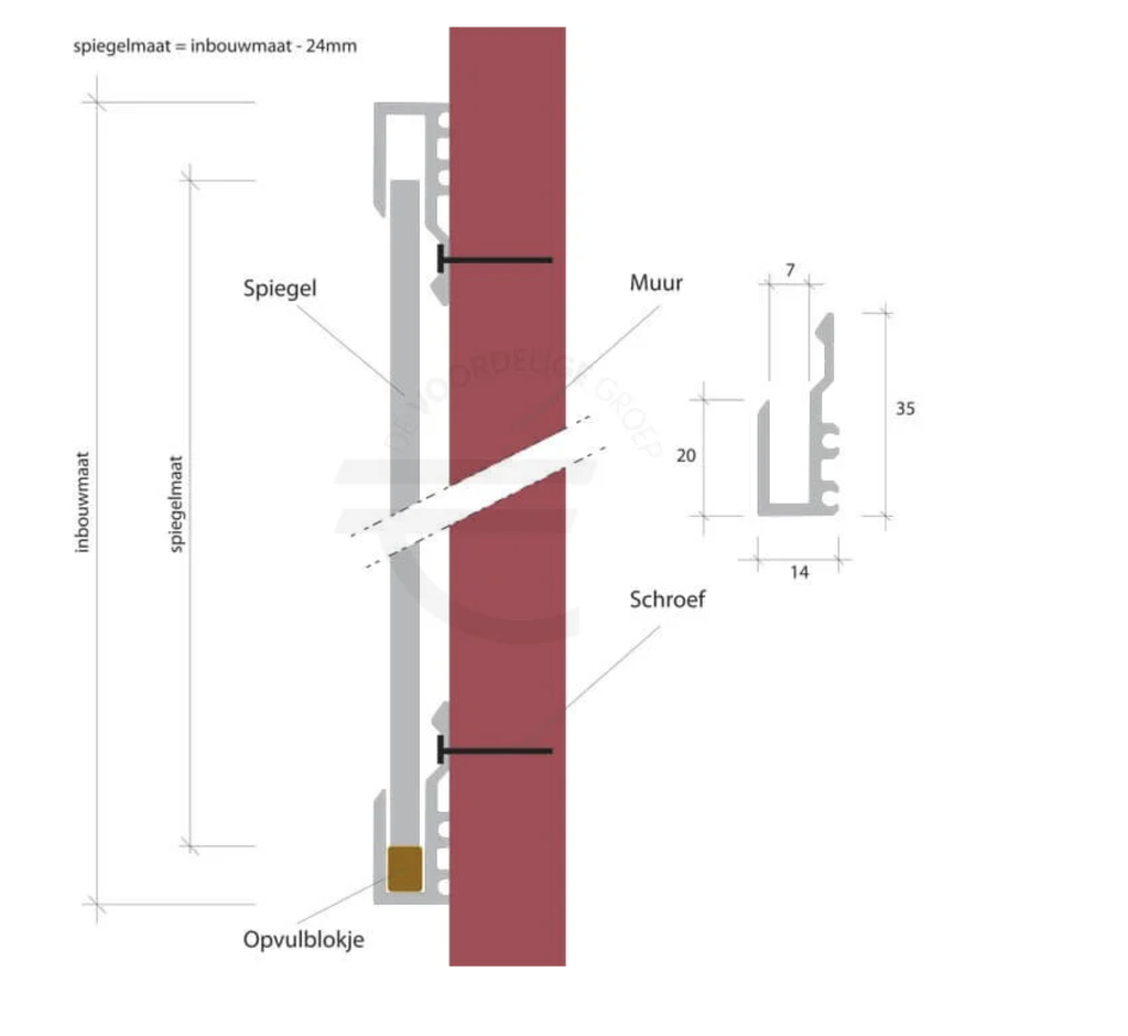 Fitness Mirror installation profile (price/5m)