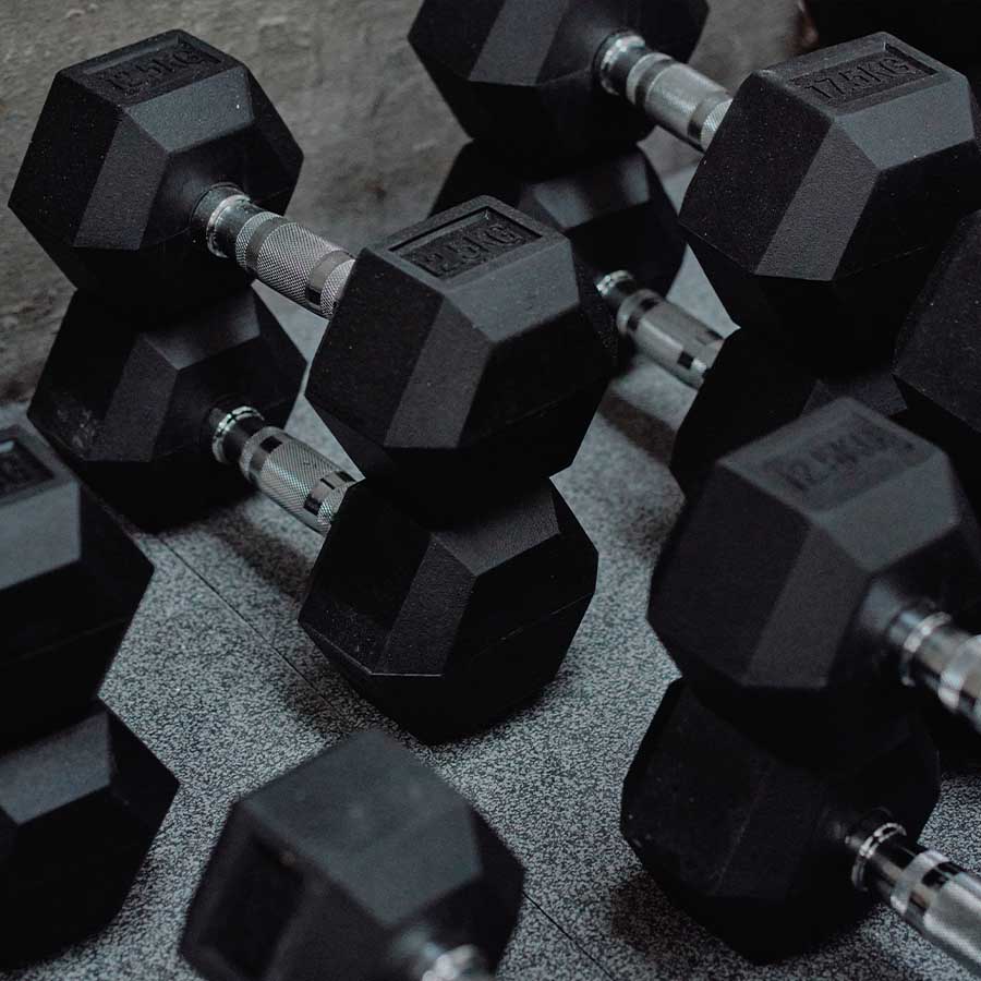 STRIDE Molded Hex Rubber Dumbbell (single; 10kg)