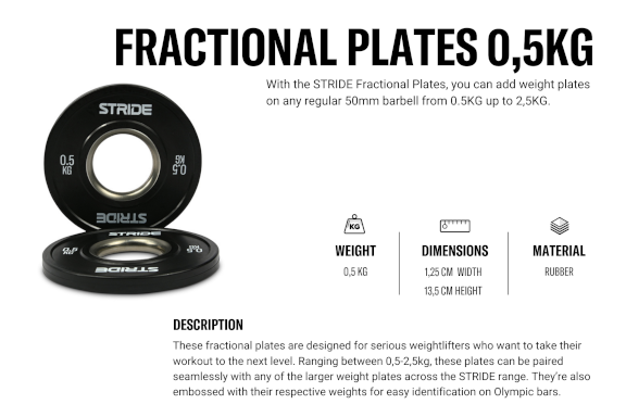 STRIDE Fractional Plate (single; 0,5kg) - BLACK