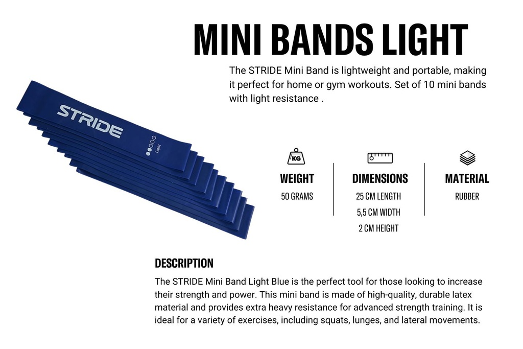 STRIDE Mini Band Light (BLUE) set of 10