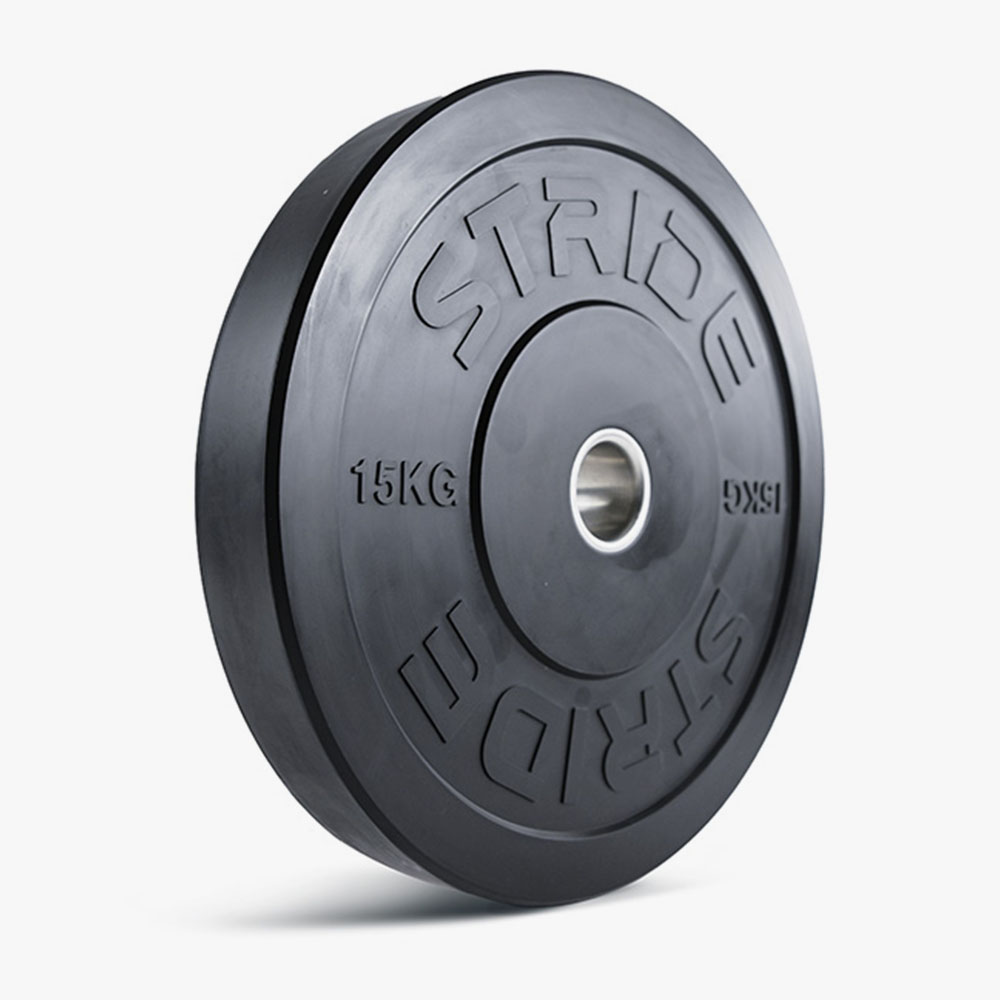 STRIDE Molded Black Rubber Bumper Plate (single; 15kg)