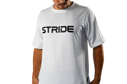 STRIDE White T-shirt | Chest print black (MEN)
