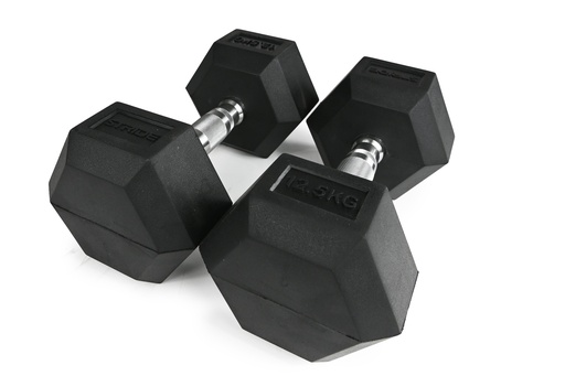 STRIDE Molded Hex Rubber Dumbbell (single; 12,5kg)