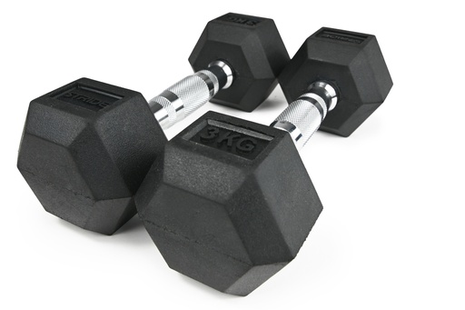 STRIDE Molded Hex Rubber Dumbbell (single; 3kg)