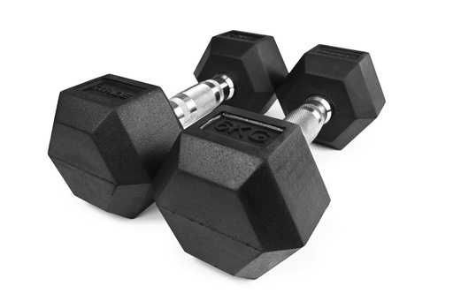 STRIDE Molded Hex Rubber Dumbbell (single; 6kg)